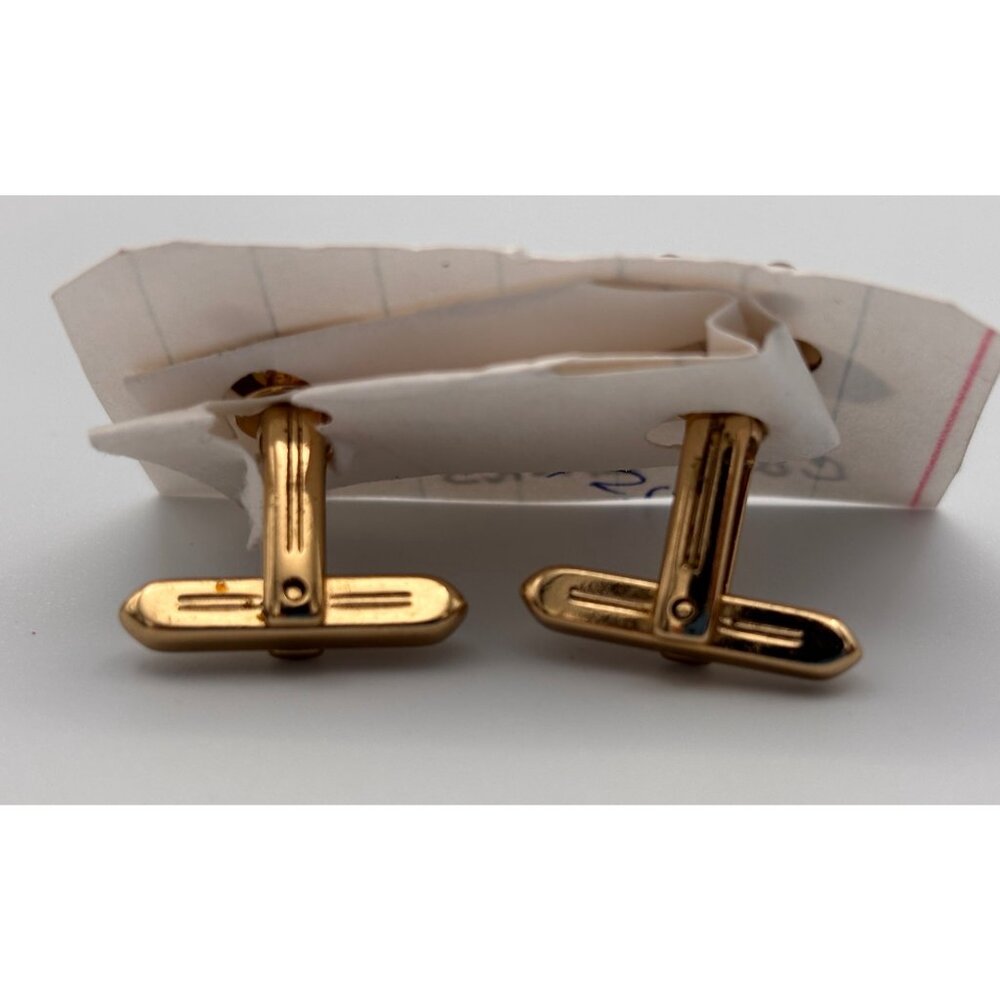 Bowling Ball and Pins Vintage Men's Jewelry Cufflinks Black Gold Tone - Picture 3 of 4